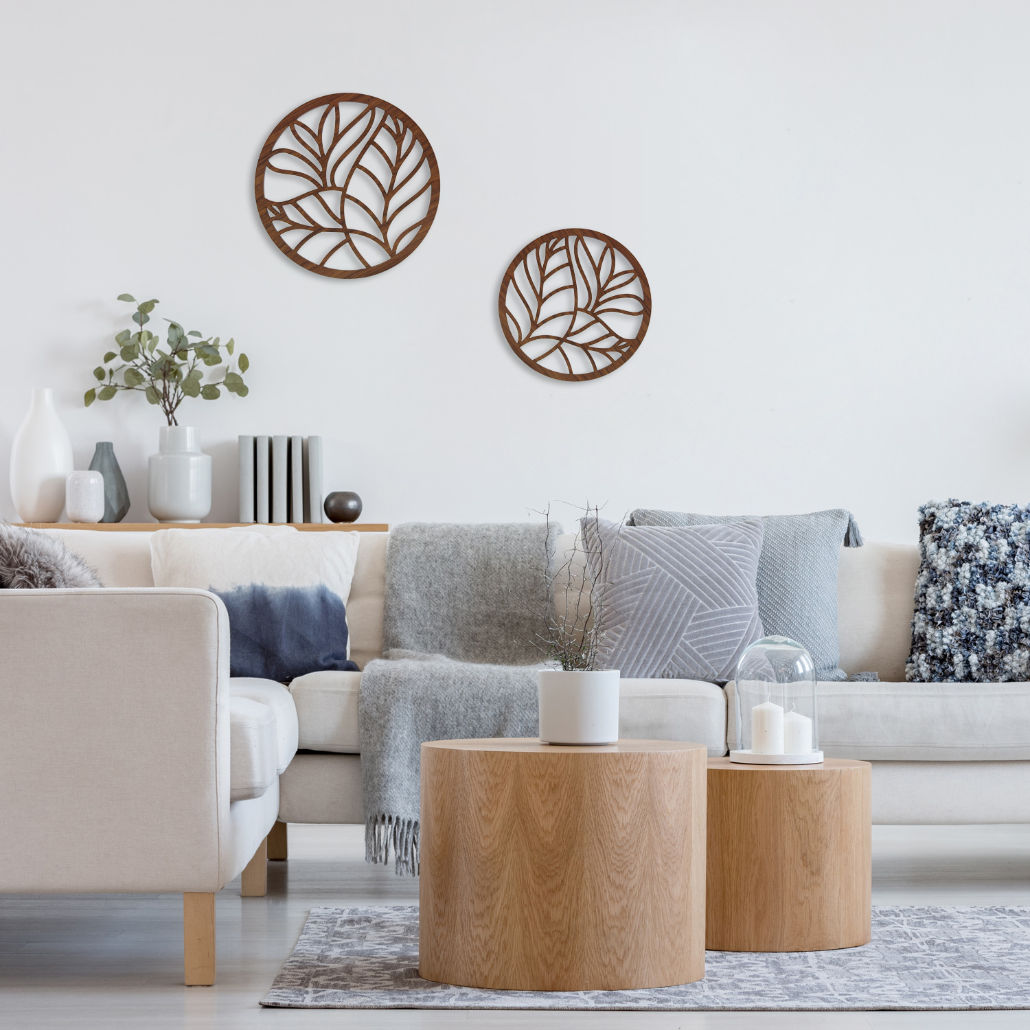 Floral-Kreis-1 Florale Wanddekoration aus Holz