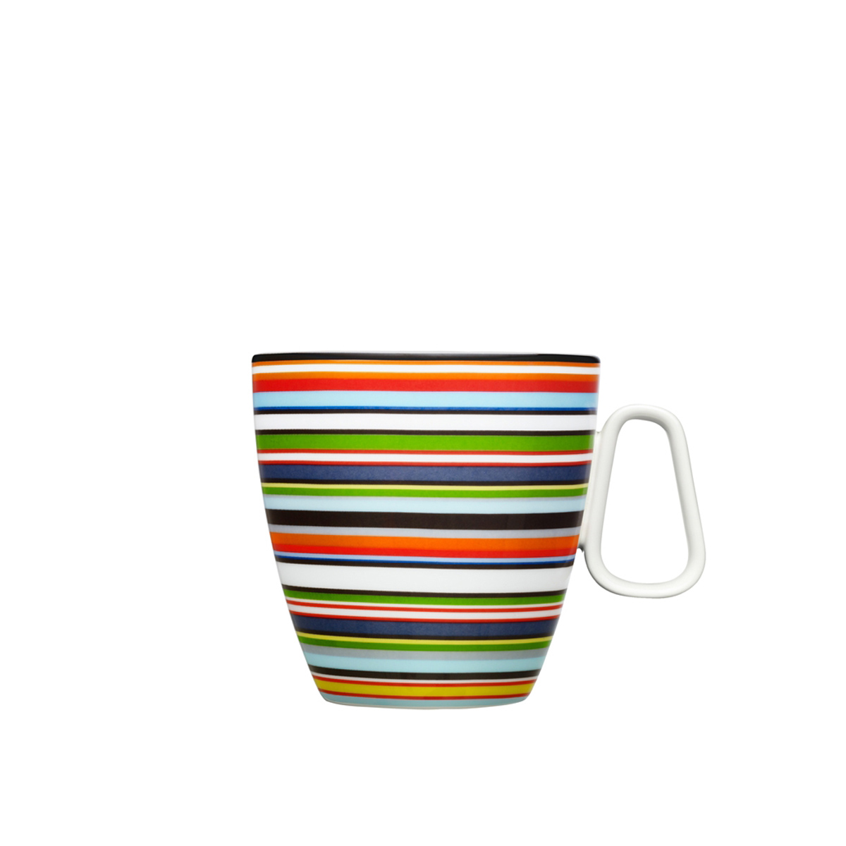 Iittala - Origo Henkelbecher mit Streifenmuster - Gestreiftes Geschirr in sattem Orange