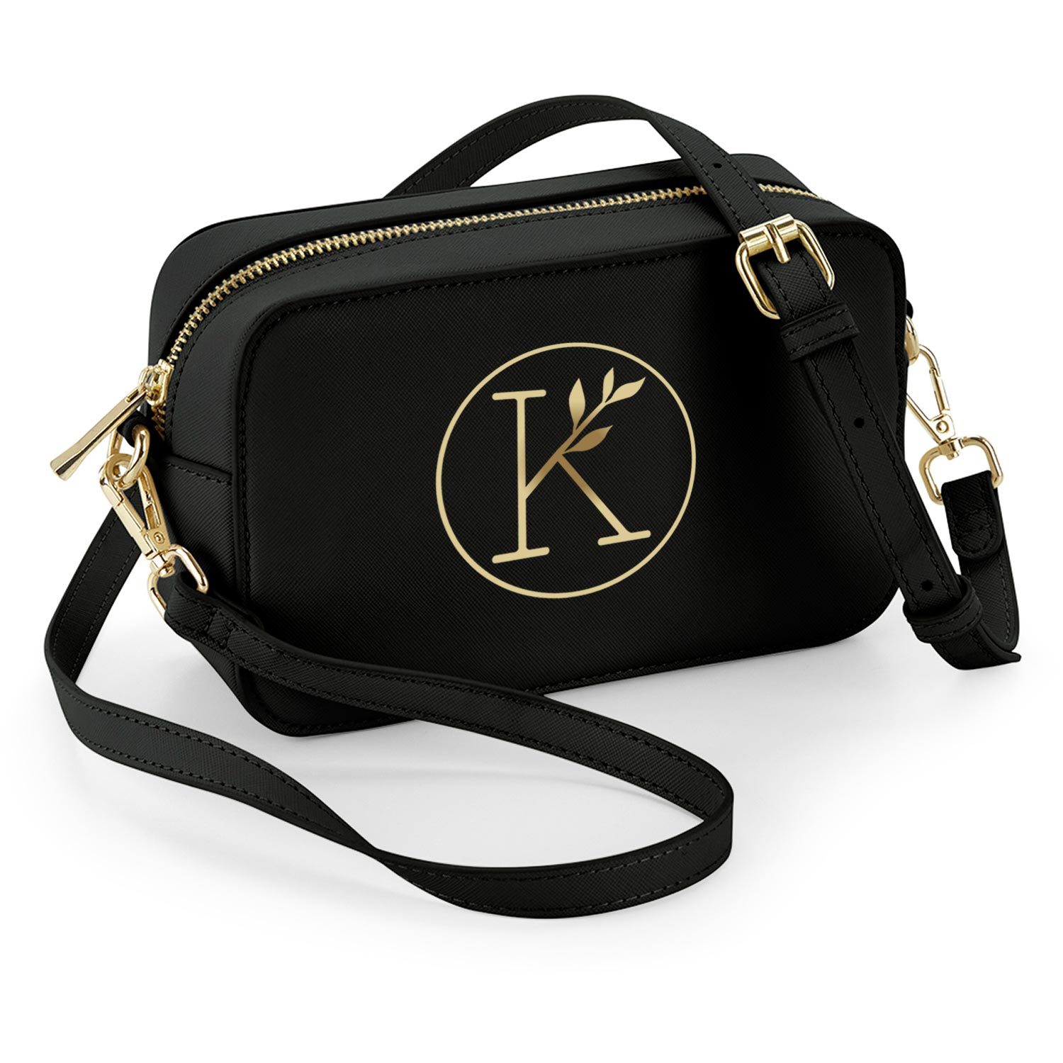 CB01_1 Personalisierte Crossbody Bag - schwarz / gold