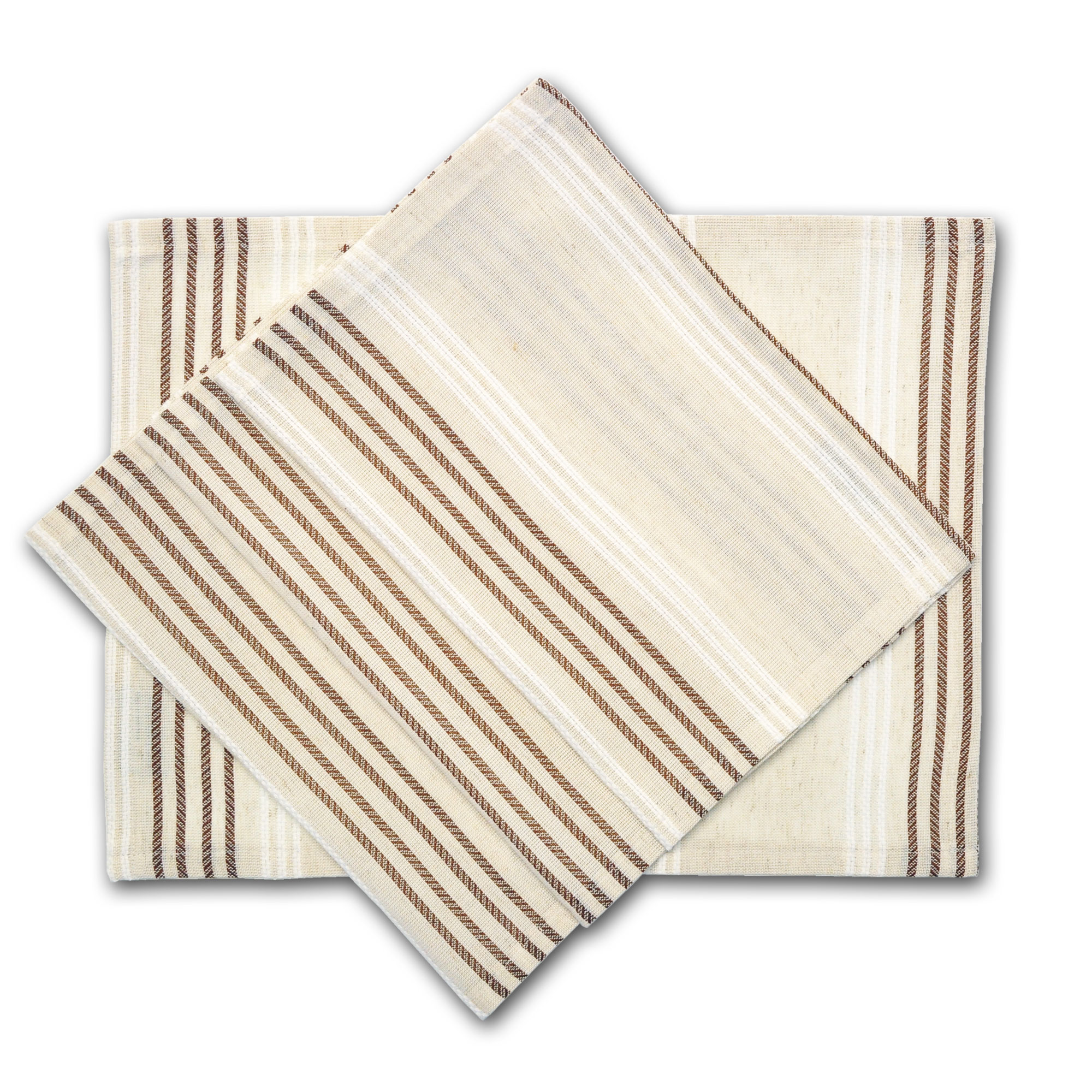 Streifen_beige Mehrteiliges Tischset aus Dekostoff in Leinenoptik - Platzset im Streifendesign