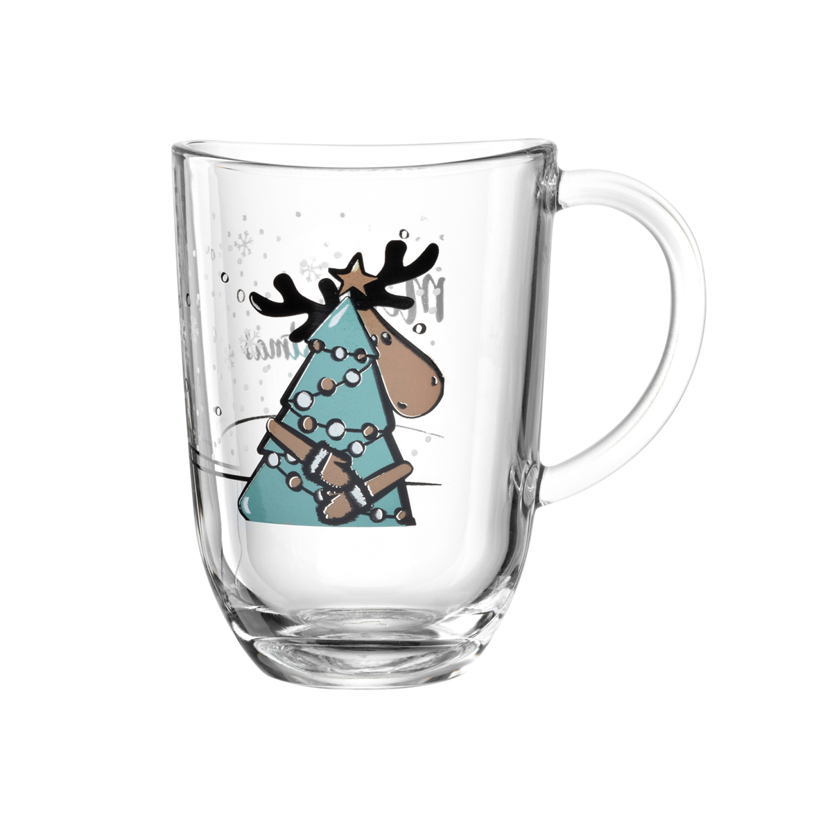 Leonardo - Glastasse Elch - Tasse CAPANNA - Kindertasse 380 ml - Weihnachten