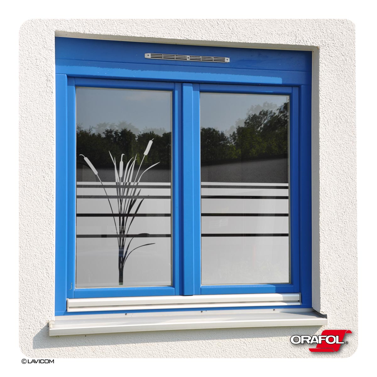 EG230 Florale Fensterfolie Bambus & Schilfgras - Sichtschutz aus Glasdekorfolie