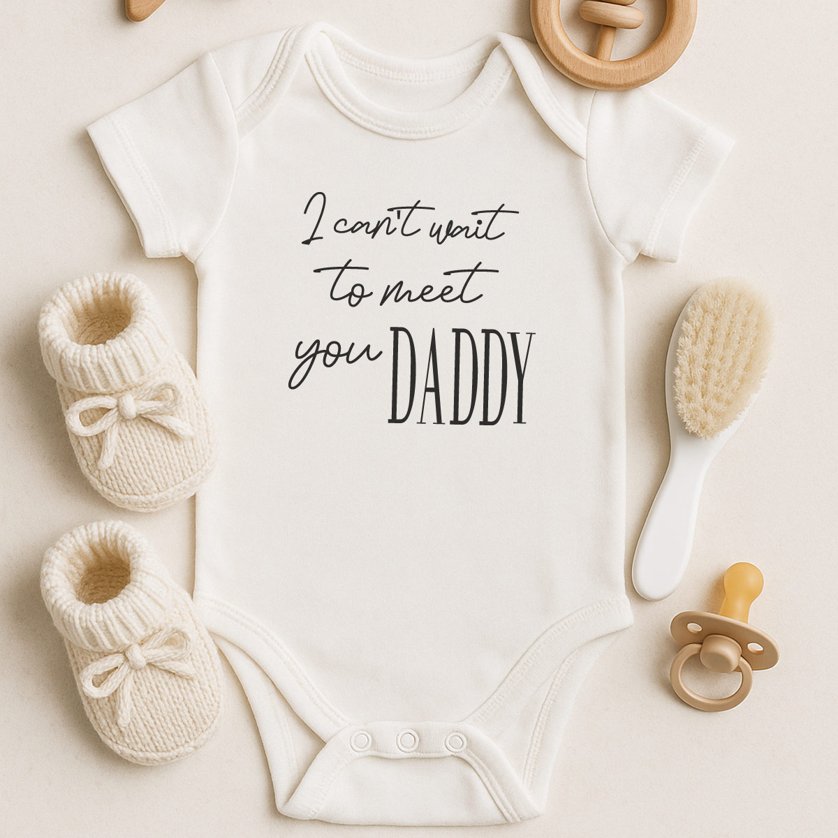 Babybody "I can't wait to meet you DADDY" | Schwangerschaftsverkündung | Geschenk für werdende Väter | Bio-Baumwolle & Fairtrade Babybody "I can't wait to meet you DADDY" | Schwangerschaftsverkündung | Geschenk für werdende Väter | Bio-Baumwolle & Fairtrade