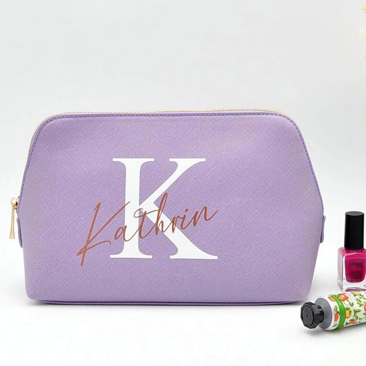KT11_1 Kulturtasche mit Initial und Namen - Farbe: Lilac, Größe: L