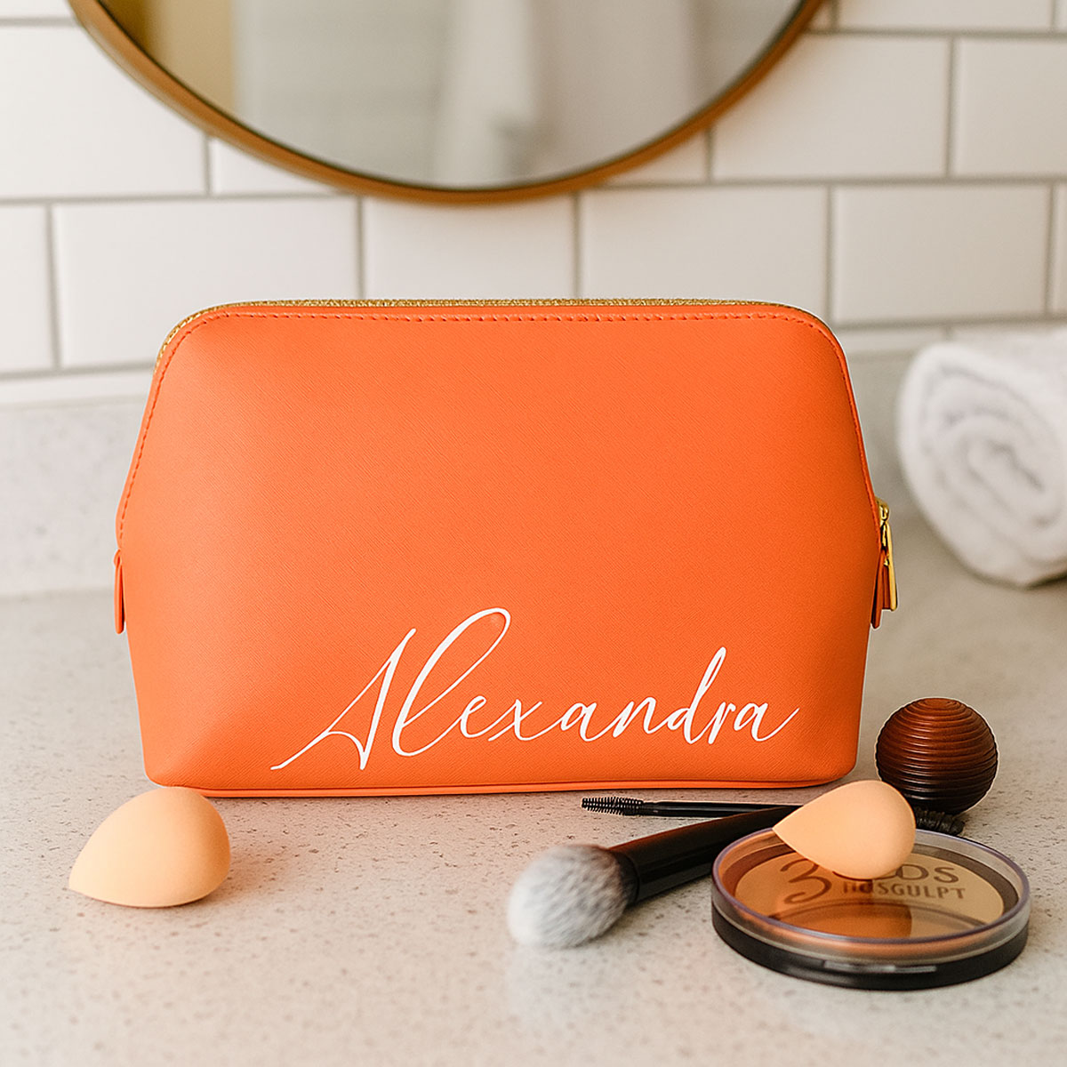 Personalisierte Schminktasche mit Namen - Kulturtasche & Necessaire mit Wunschnamen - Kosmetiktasche für Damen