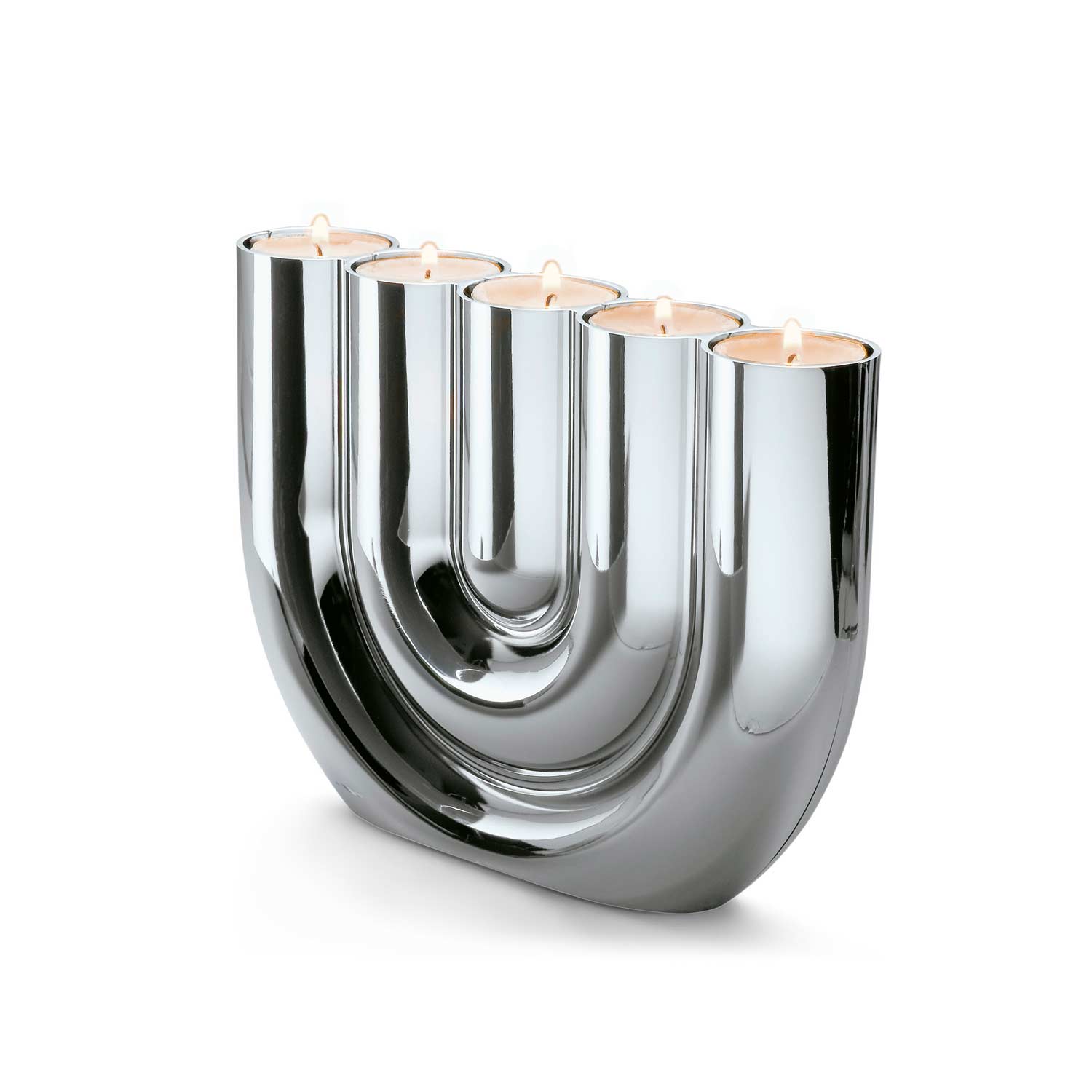 Teelichthalter_123137_DOUBLE_U_1 Teelichthalter von Philppi für 5 Teelichter - Seitenansicht