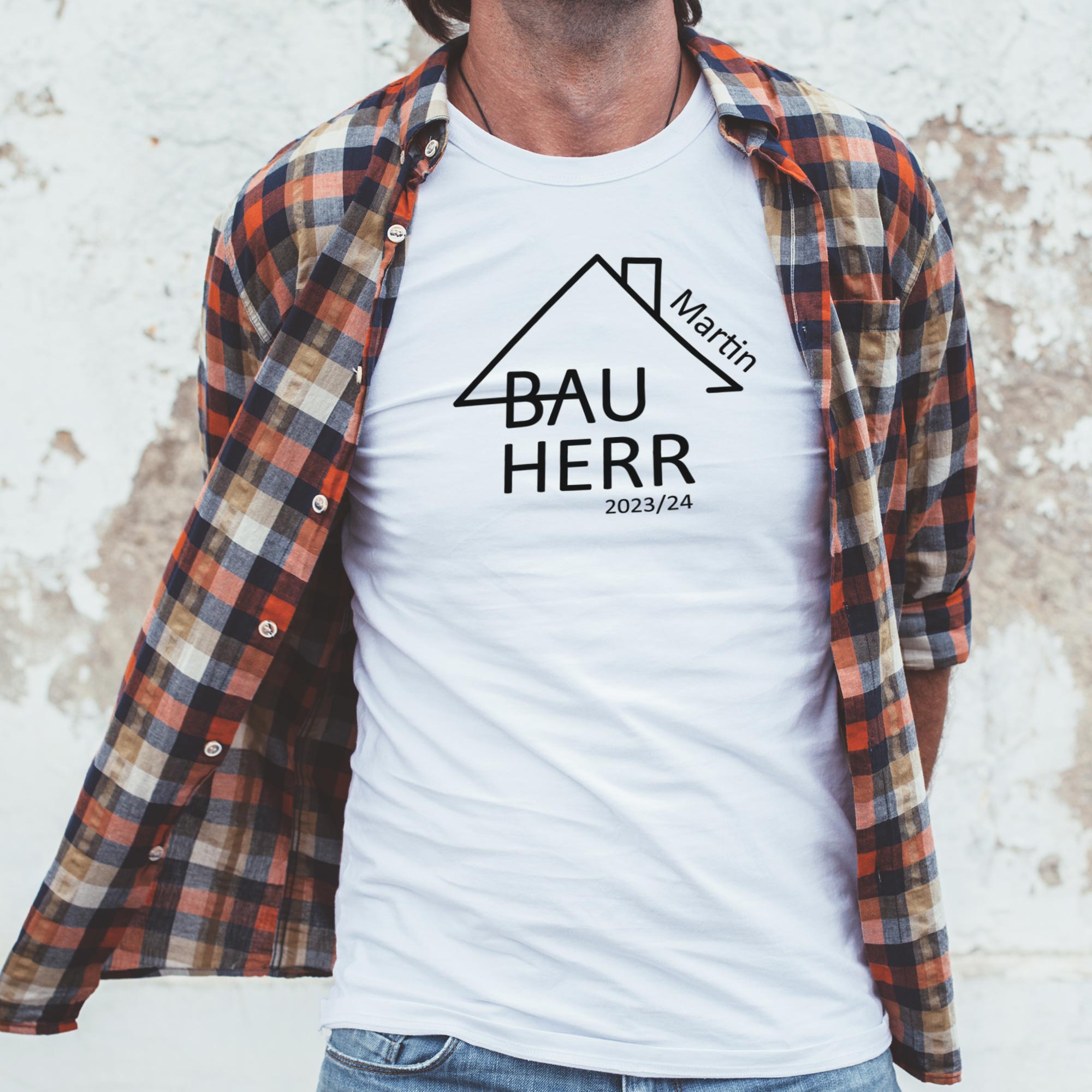 Bauherr_2_weiss Personalisiertes T-Shirt Bauherr