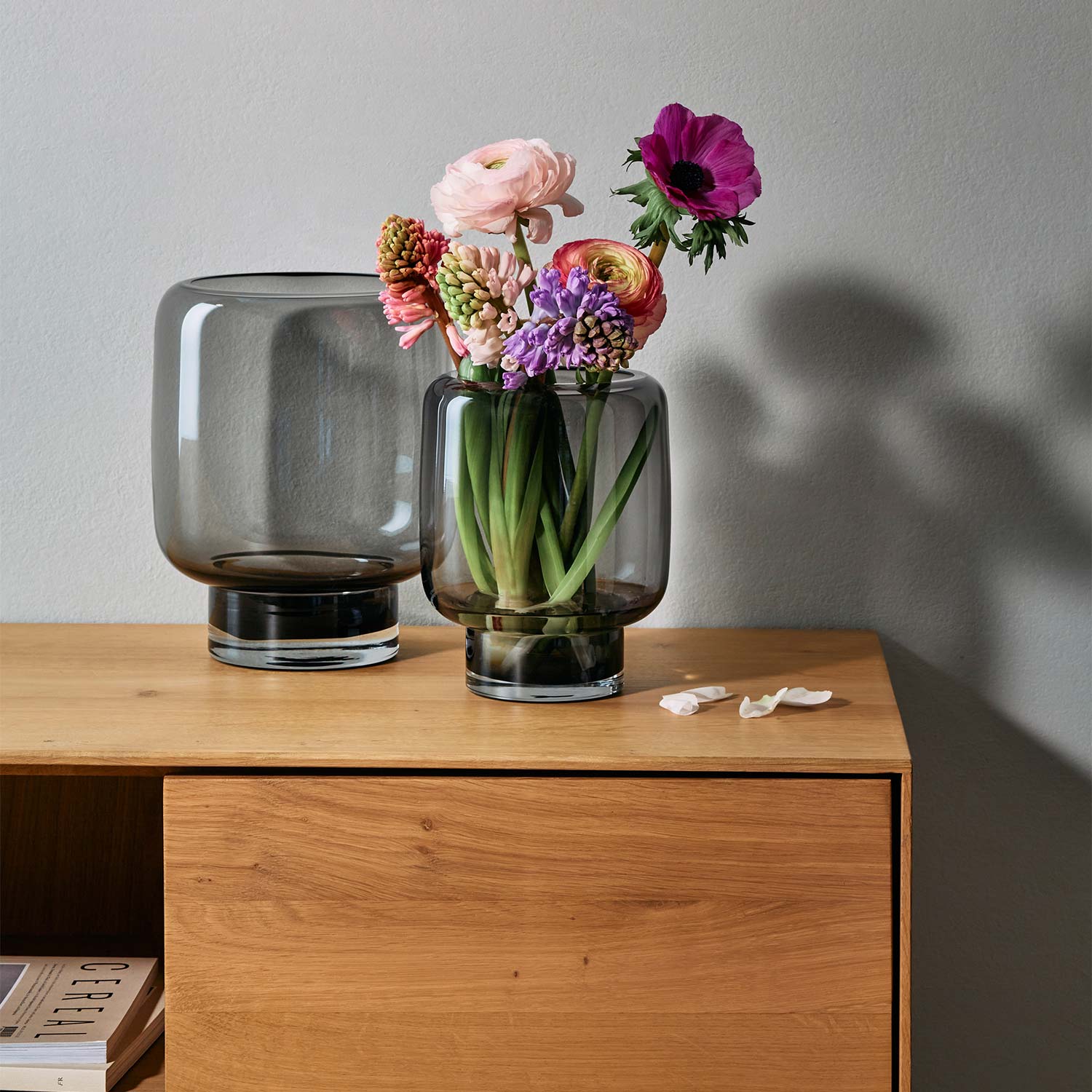 Windlicht und Vase im Doppelpack mit BLumen