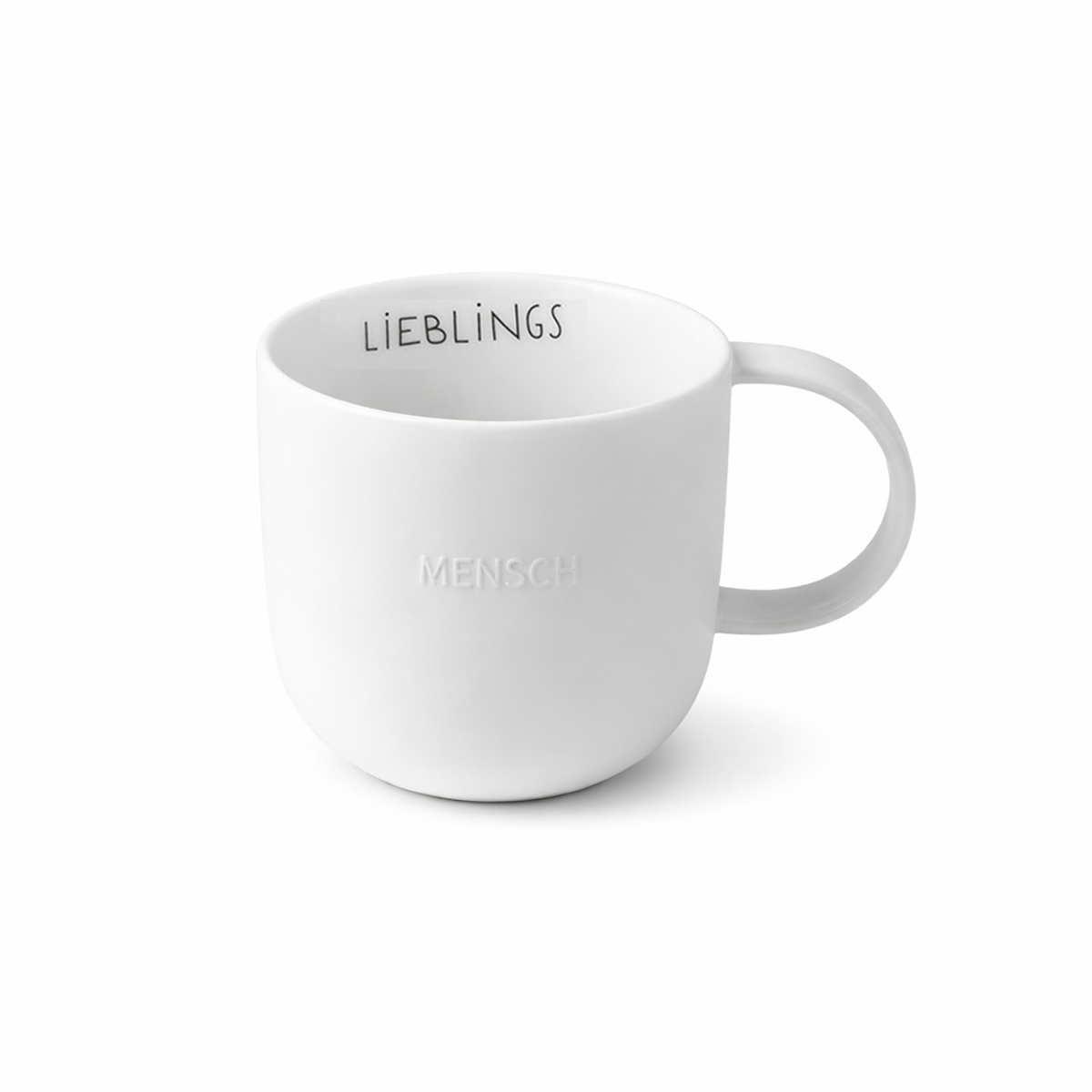 Räder – Porzellantasse 'Lieblingsmensch' – Henkelbecher mit Schriftzug – Geschenktasse
