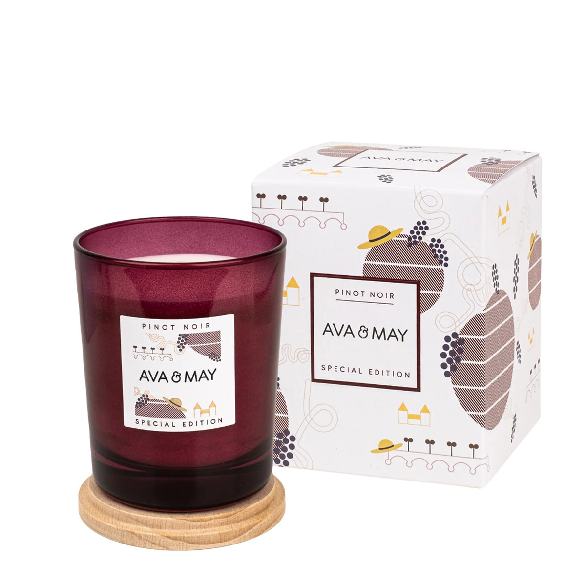 AVA & MAY - Duftkerze Pinot Noir - Vegane Duftkerze aus 100% Sojawachs