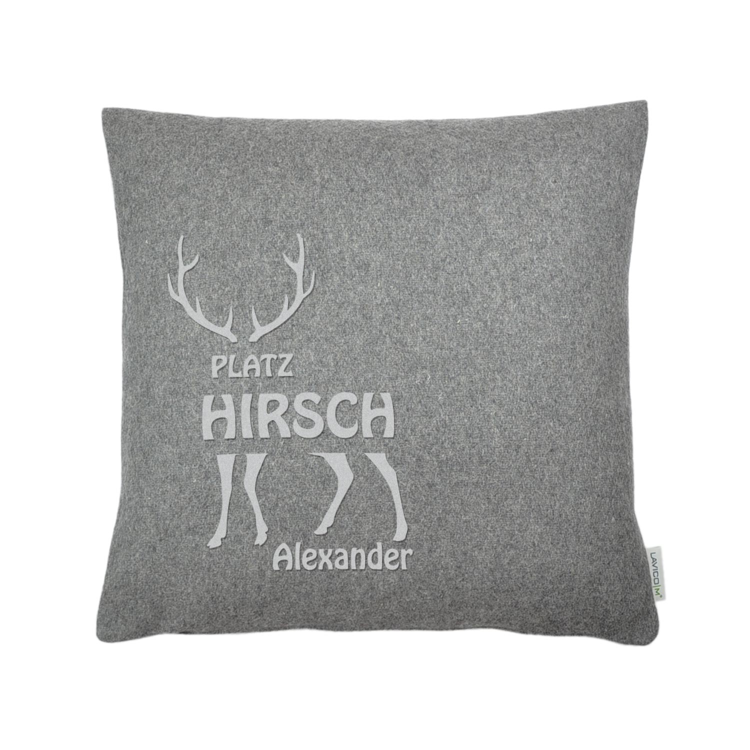 Filzkissen-Platzhirsch-Wunschname-1 Zierkissen mit personalisiertem Flockdruck "Platzhirsch"
