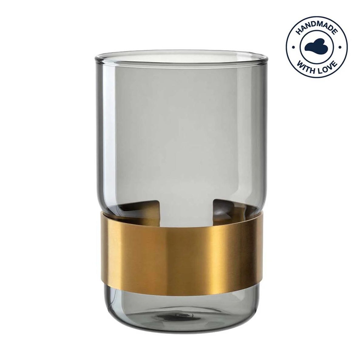 Leonardo - Vase SILENZIO - Graue Glasvase mit goldener Spange