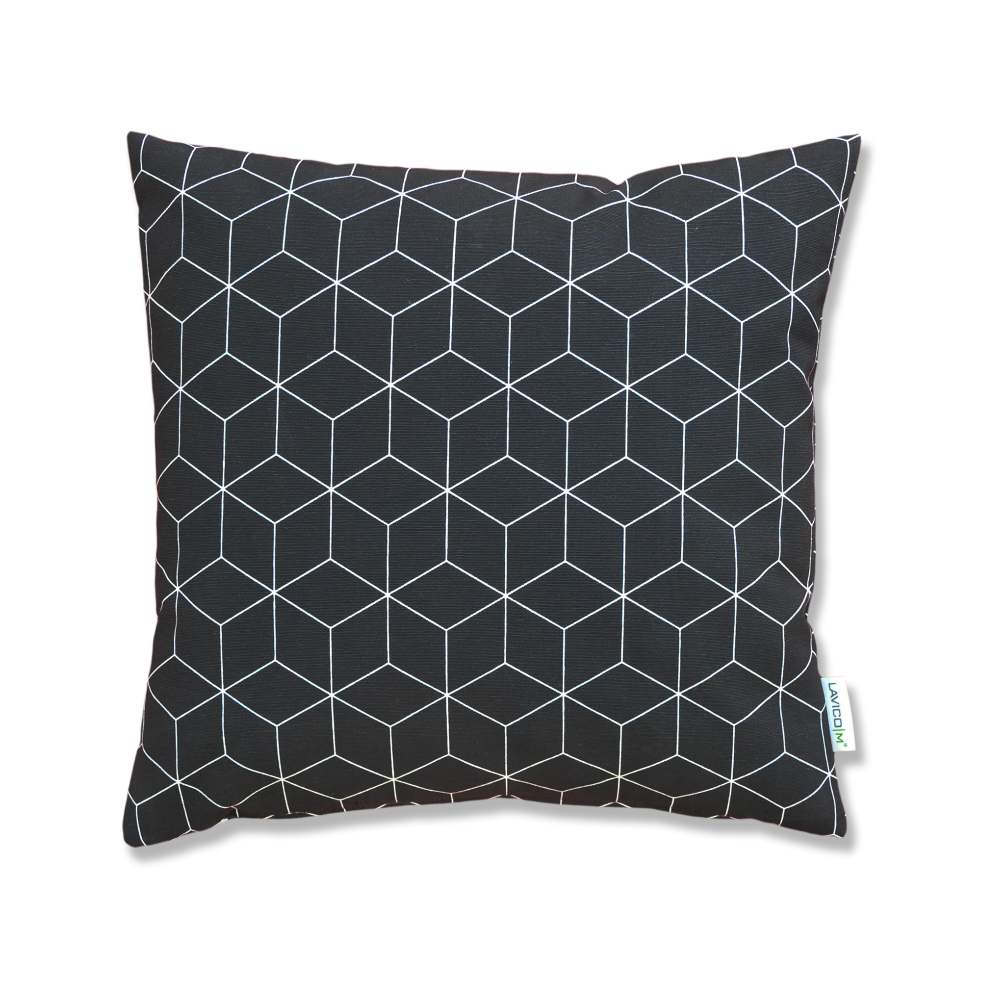 ZK017 Couchkissen Geometric Würfel Zierkissen 3D Kissen Prisma Home – schwarz/weiß