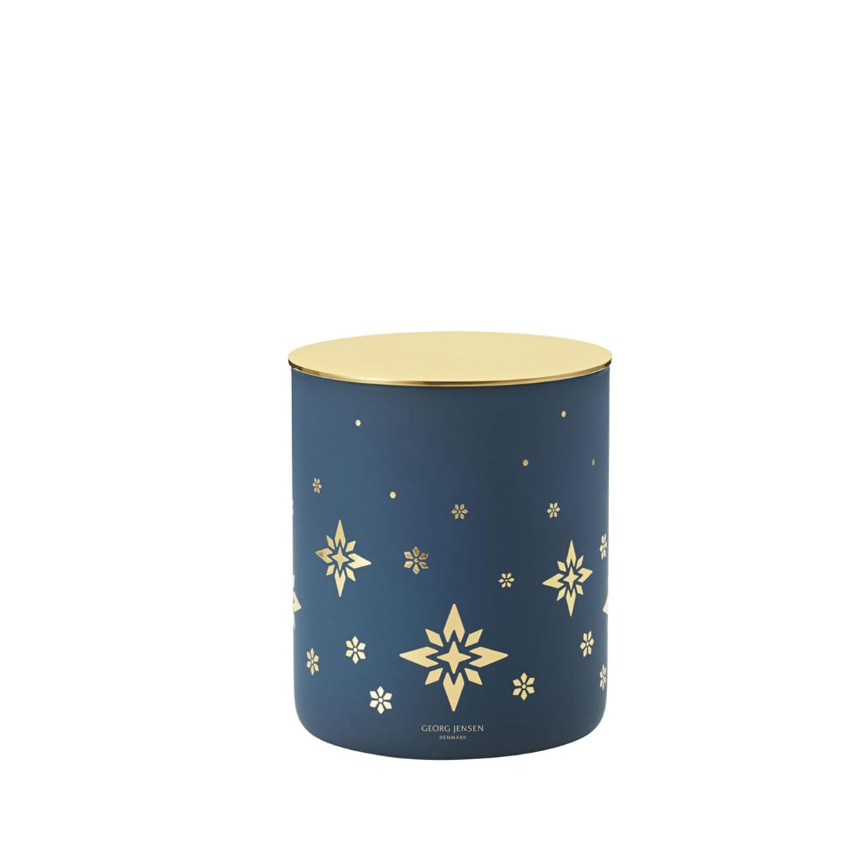 Georg Jensen - Weihnachtszauber Duftkerze in dunkelblauem Glas & goldenem Deckel