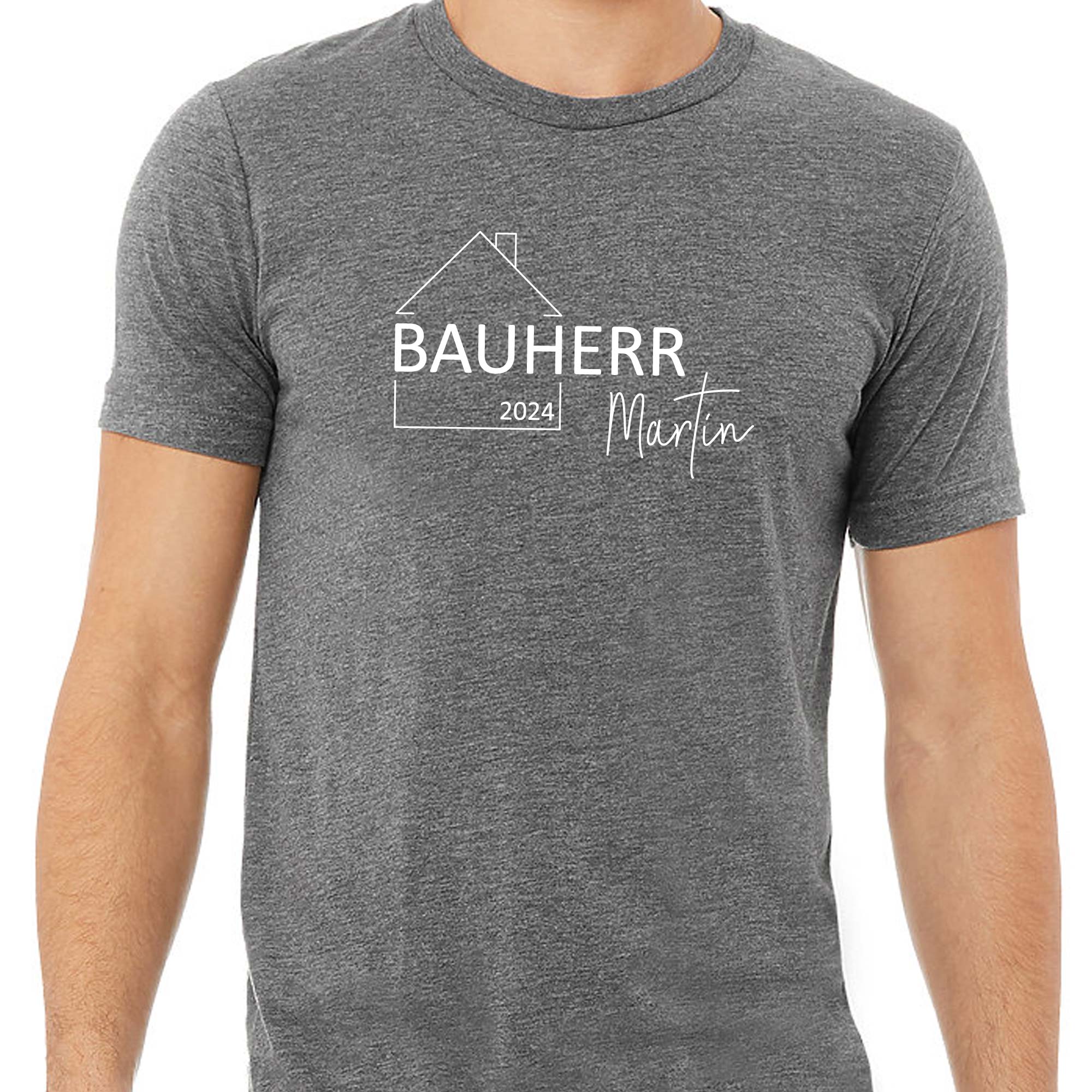 Herren Shirt mit Namen und Jahreszahl - grau