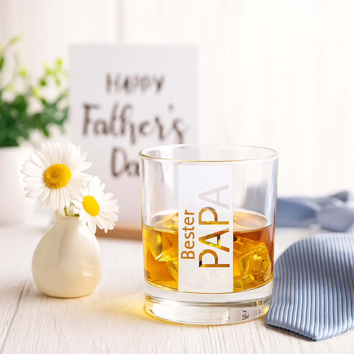 Graviertes Whiskeyglas mit Wunschgravur – Personalisiertes Geschenk für Männer, Papa, Opa oder Freunde | Hochwertiges Tumbler-Glas 330 ml