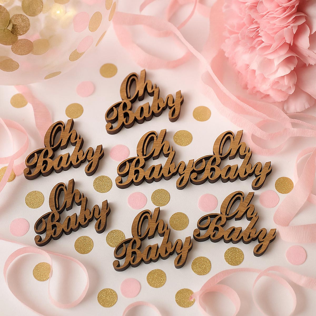 OH BABY – Holz Streudeko | Babyparty Tischdekoration | Nachhaltiges Konfetti aus Walnuss oder Eiche OH BABY – Holz Streudeko | Babyparty Tischdekoration | Nachhaltiges Konfetti aus Walnuss oder Eiche