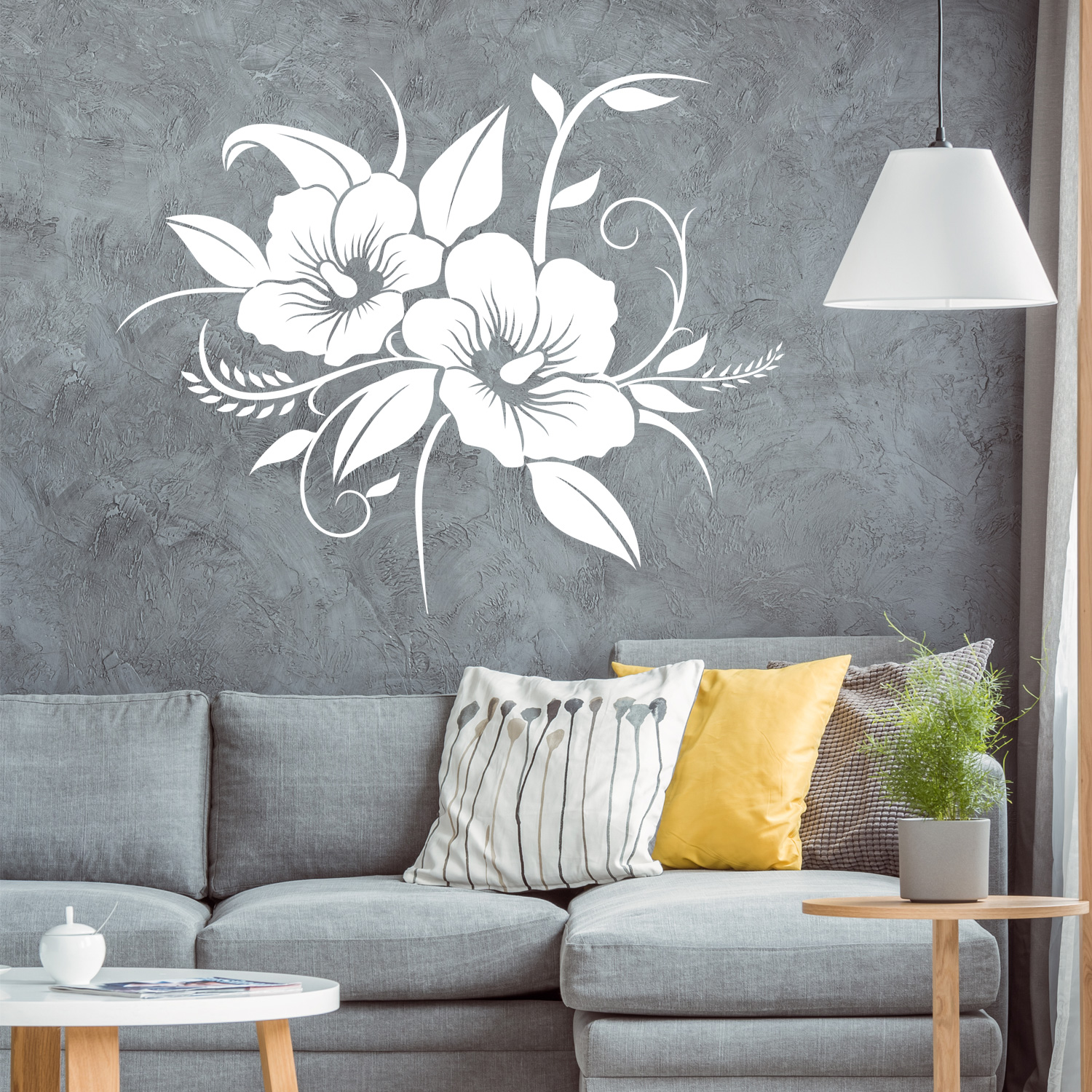Wandtattoo_340_1 Große Hibiskus Blüten als tolle Wanddekoration - konturgeschnittenes Wandtattoo