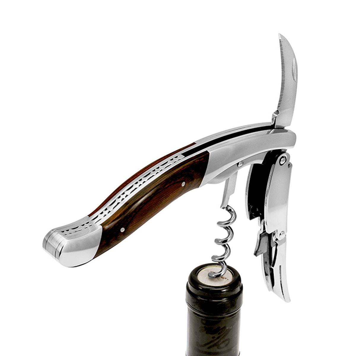 LegnoArt - Sommelier Korkenzieher GHEMME Edelstahl mit Echtholz