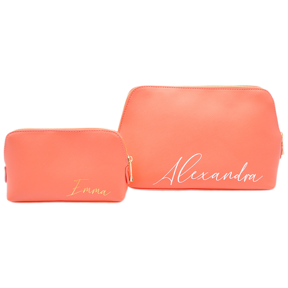 KT10_3 Schminktasche mit Namen - Farbe: Coral, Größe: Set