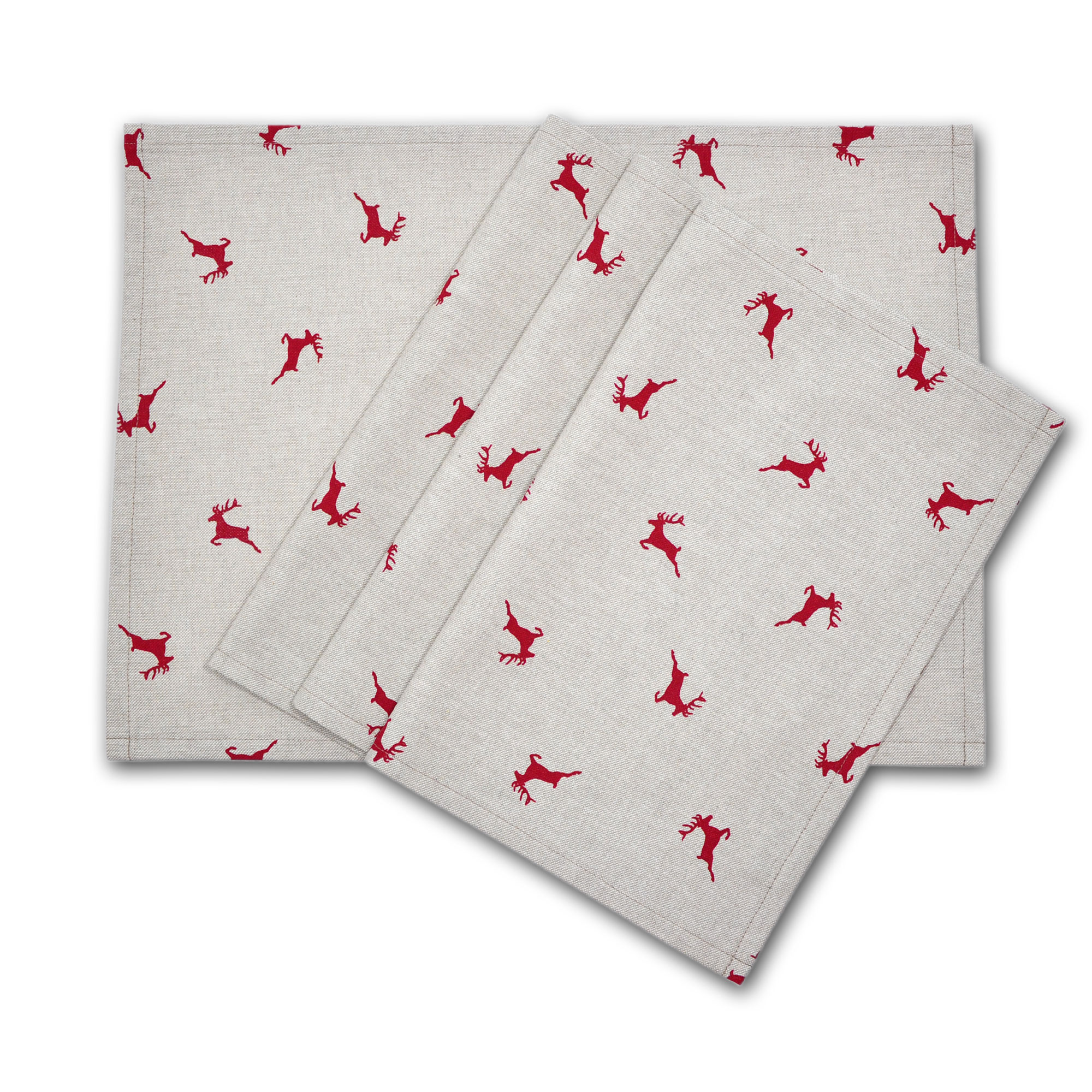 Hirsche_rot Platzset in Leinenoptik mit rotem Hirsch
