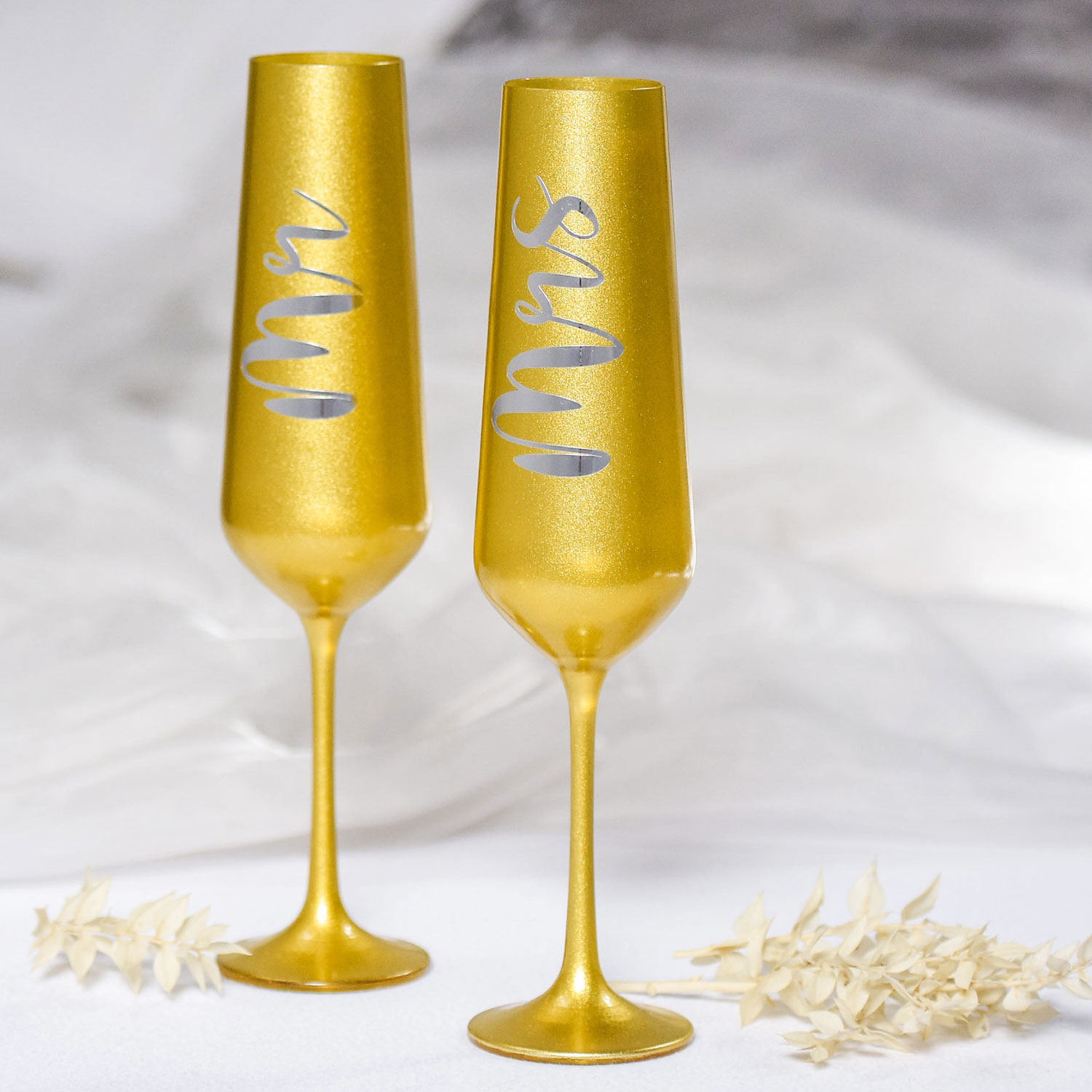 GL03_2 Gläser-Set Mr & Mrs - silber