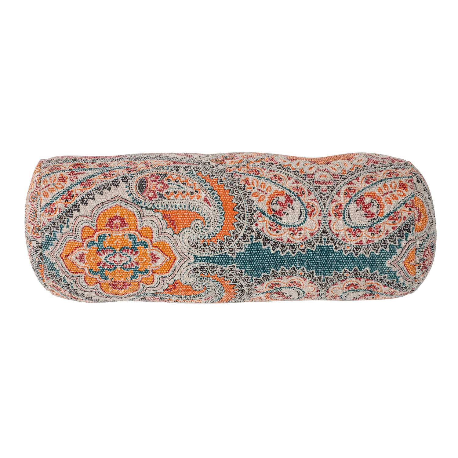 Bequemes Nackenkissen mit orangenem Paisley Muster Packshot