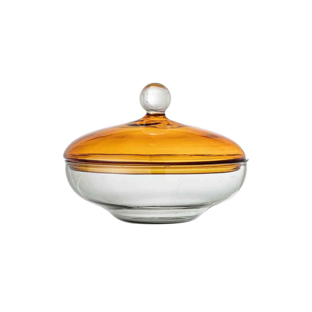 Glasdose_Bloomingville_82052251 Runde Glasdose mit gelbem Deckel