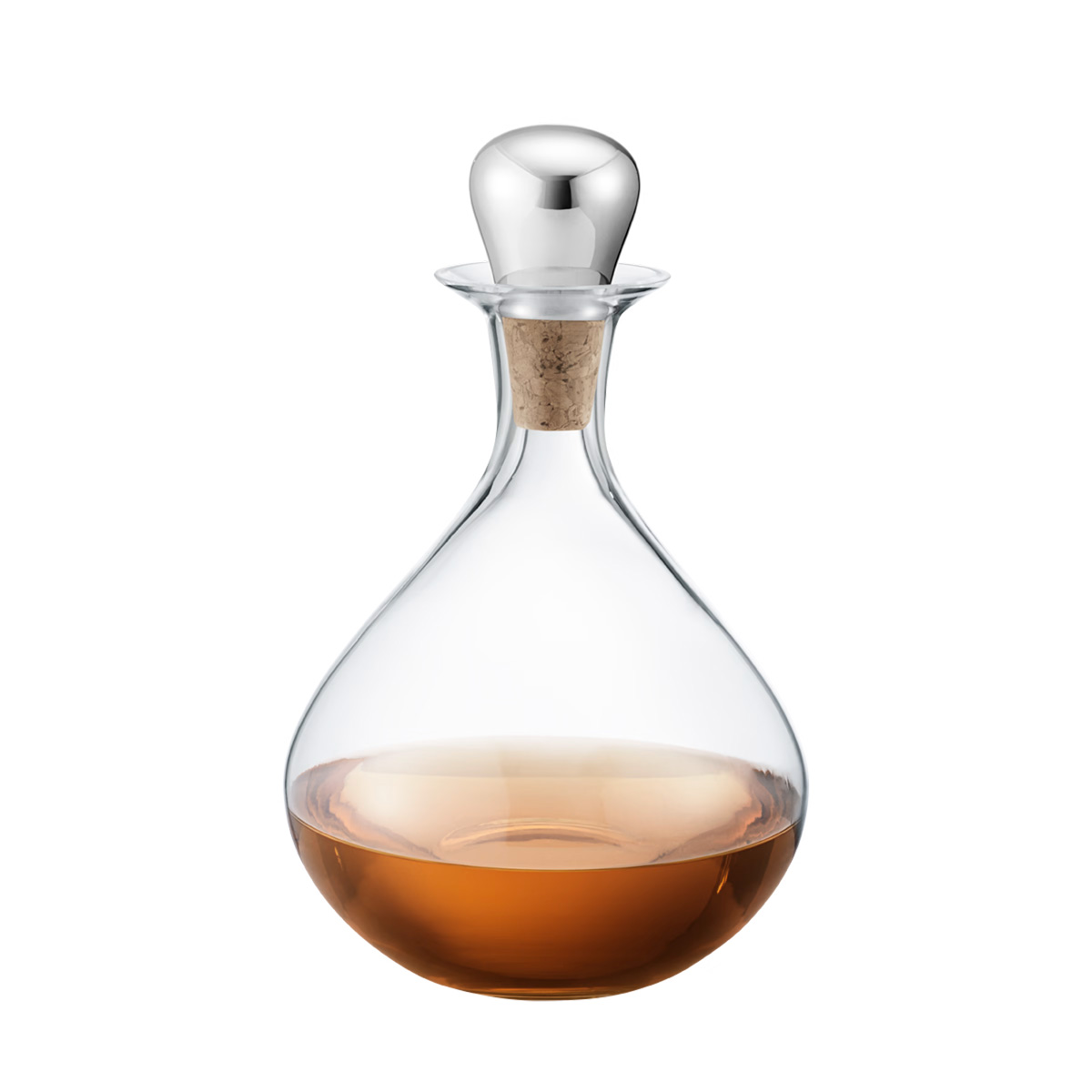 SKY_LIQUOR_DECANTER_2 Edler Dekanter aus Kristallglas mit Korkverschluss - gefüllt mit Likör