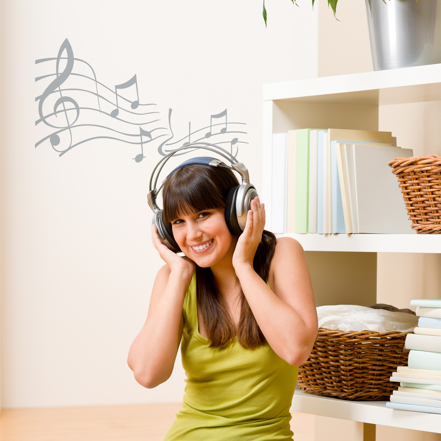 Wandtattoo Notenleiter Musik Melodie Sticker Aufkleber Sound Ton