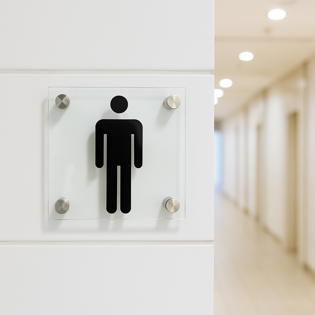 Türschild Glas 12x12 cm – Piktogramm Schild mit Edelstahl-Befestigung – schwarz foliert & wetterfest – für Büro, Praxis oder Wohnung Türschild Glas 12x12 cm – Piktogramm Schild mit Edelstahl-Befestigung – schwarz foliert & wetterfest – für Büro, Praxis oder Wohnung