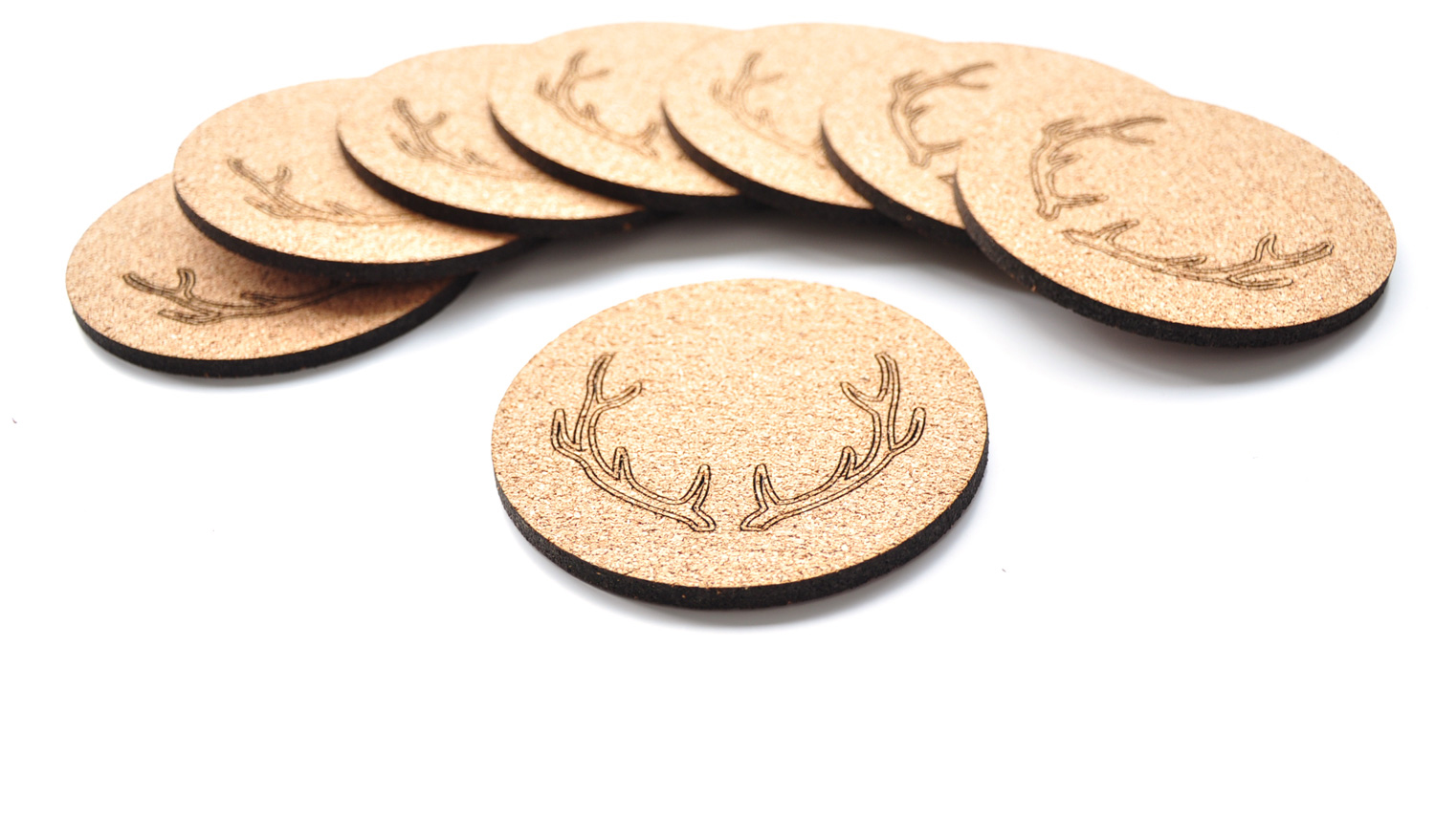 Korkuntersetzer mit Hirschgeweih - 4 Untersetzer aus Kork schützen Oberflächen