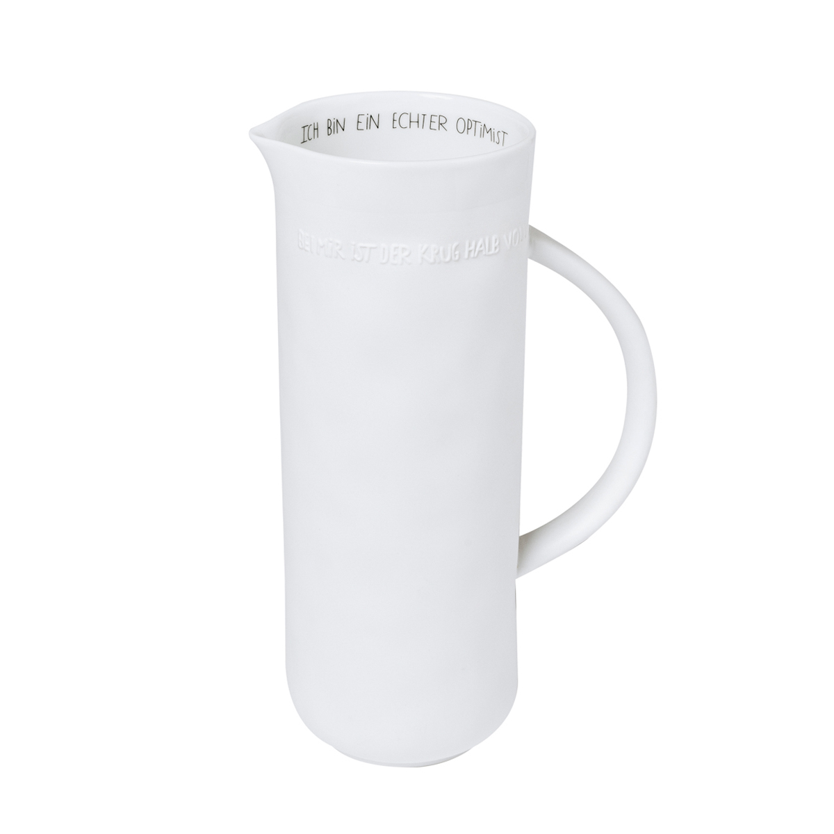 Räder – Krug 'Ich bin ein echter Optimist' – Porzellan Krug mit Spruch – 1,2 Liter
